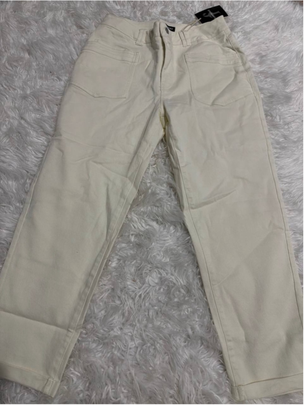 Flamingals Straight Leg High Rise Solid Dual Button White Pants M